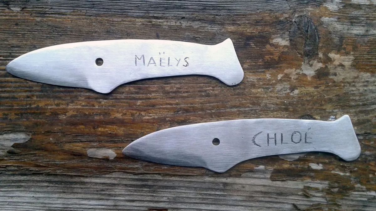 Image de présentation du la création Brut de Forge - Couteau pour enfant - "duo de poissons"